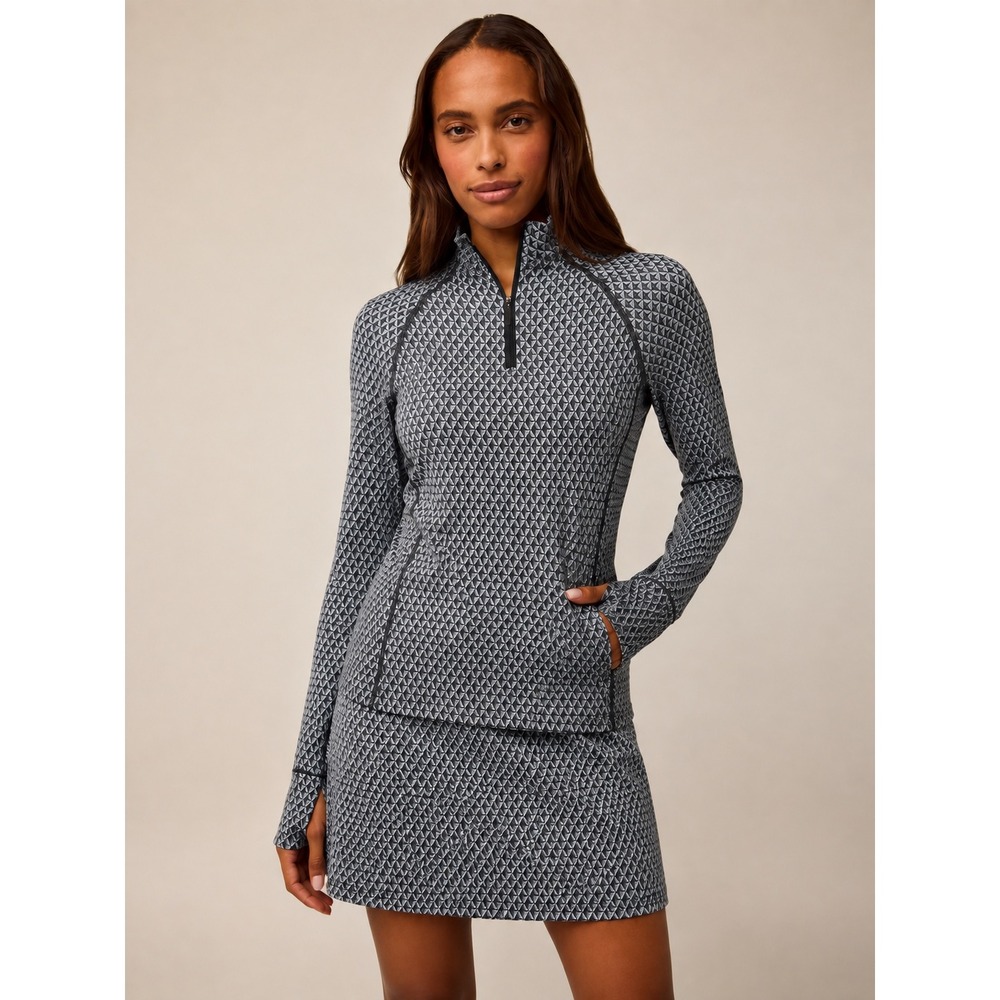 Greyson Soleil All Day Mock Neck Top Quarter Zip Grey Diamonds All Day Womens Sm